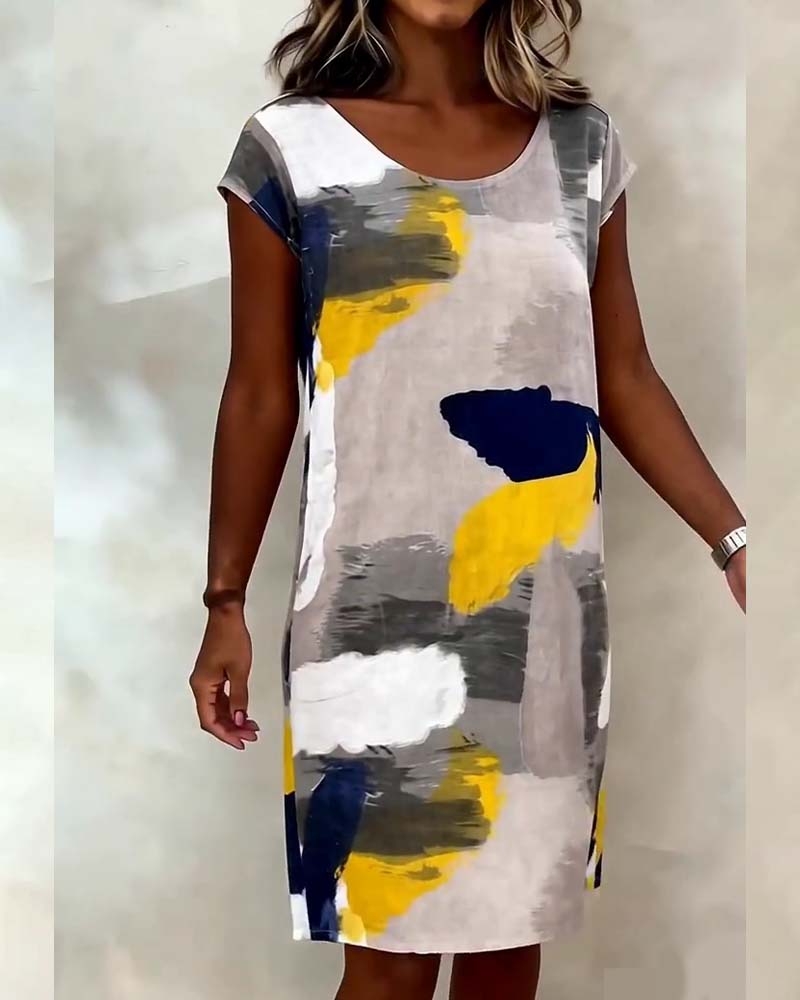 Addie - Tie-Dye Printed Round Neck Dress