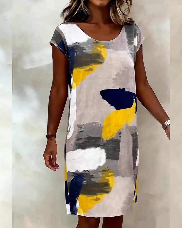 Addie - Tie-Dye Printed Round Neck Dress