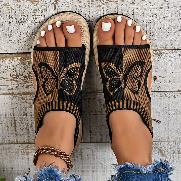 khulood - Comfortable Butterfly Pattern Flat Sandals