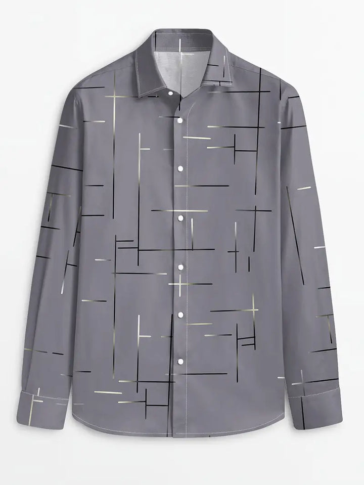 Nerio - Geometric Print Long Sleeve Shirt
