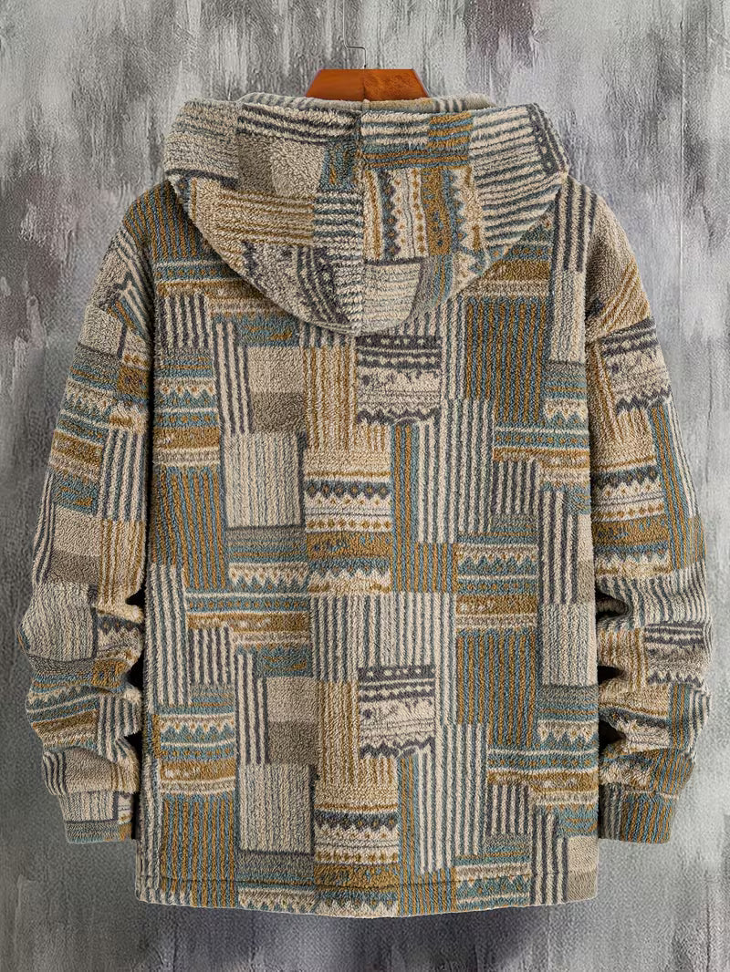Solarishift - Printed Zip-Up Hooded Sweatshirt
