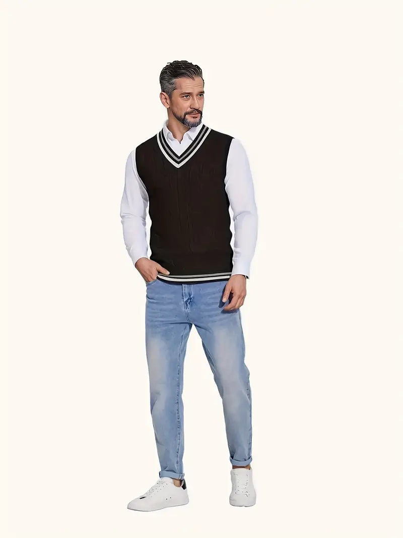 Duane - Sleeveless V Neck Knitted Sweater