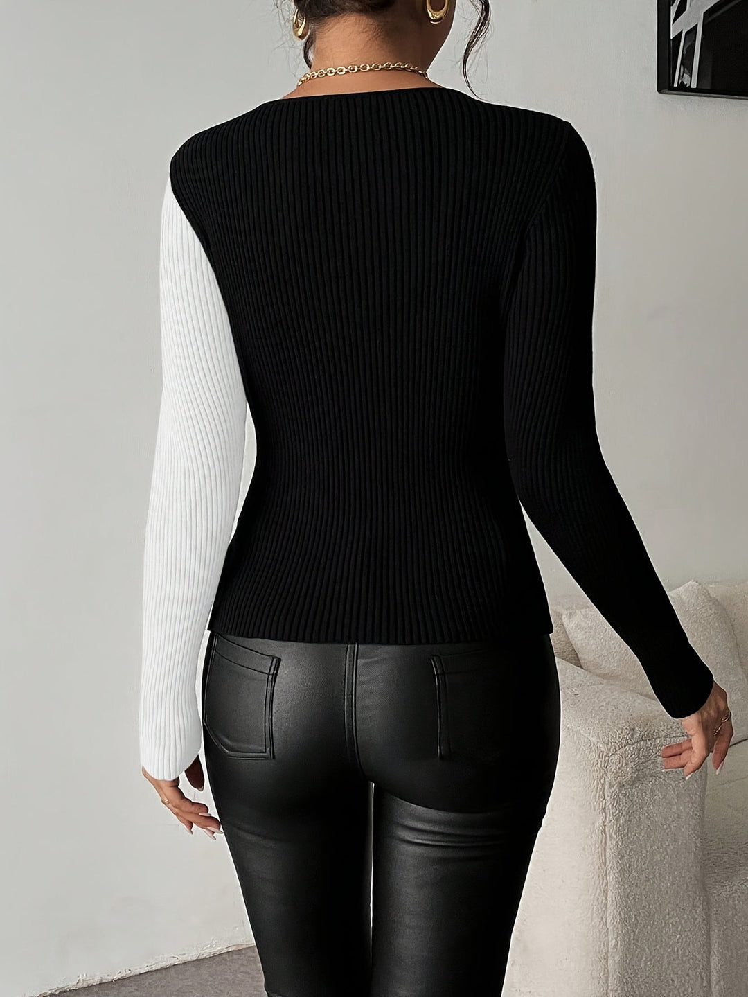 Rachel - V-Neck Knitted Blouse With Top