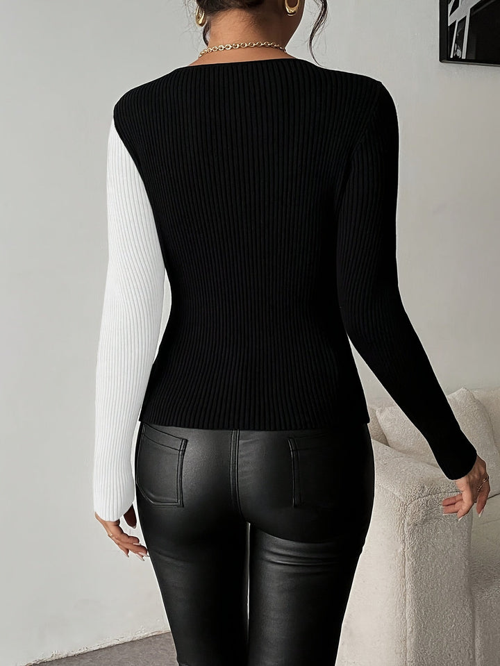 Rachel - V-Neck Knitted Blouse With Top