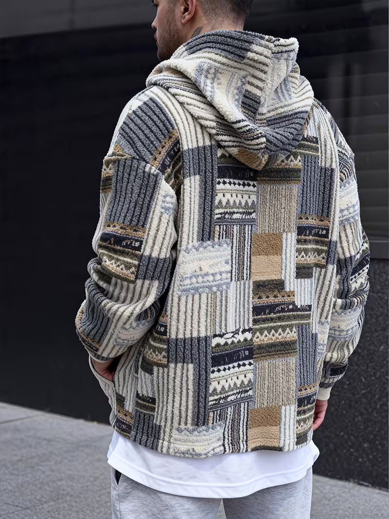 Solarishift - Printed Zip-Up Hooded Sweatshirt