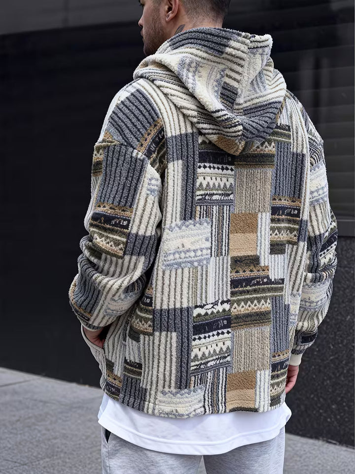 Solarishift - Printed Zip-Up Hooded Sweatshirt