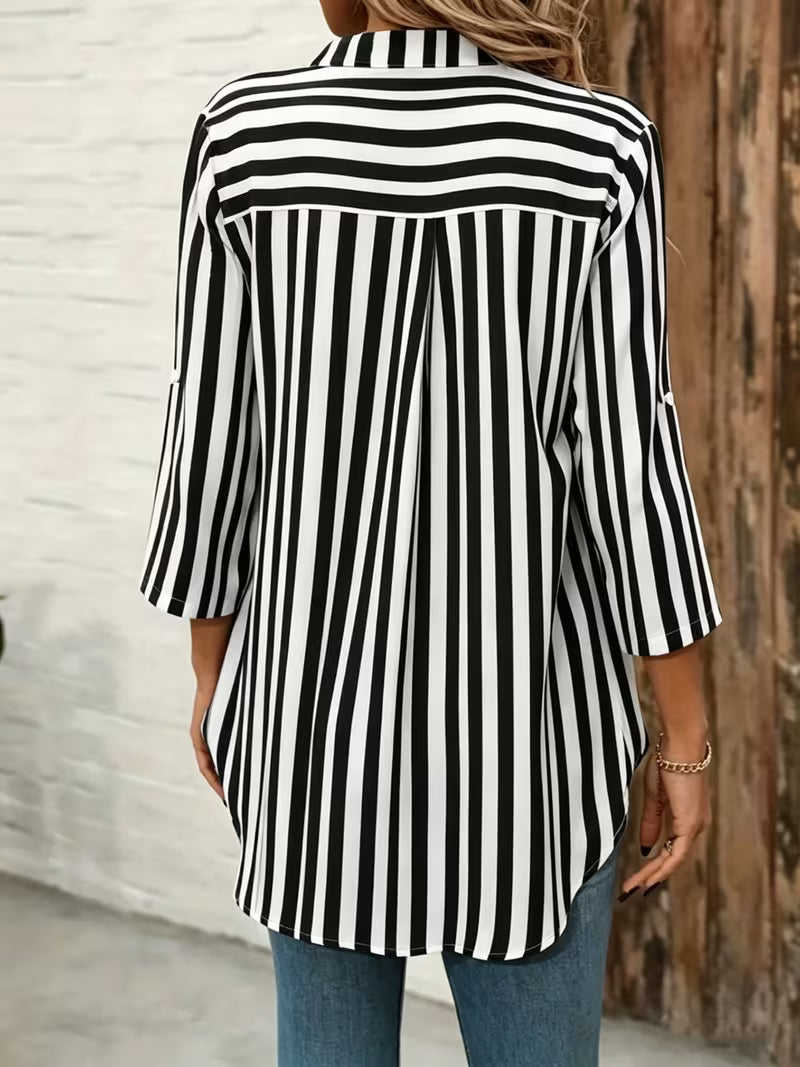 Elysis - V-neck Striped Loose Top