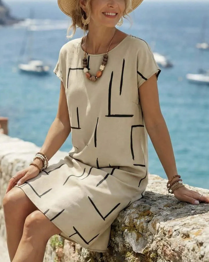 Ainee - Printed Round Neck Summer Dress