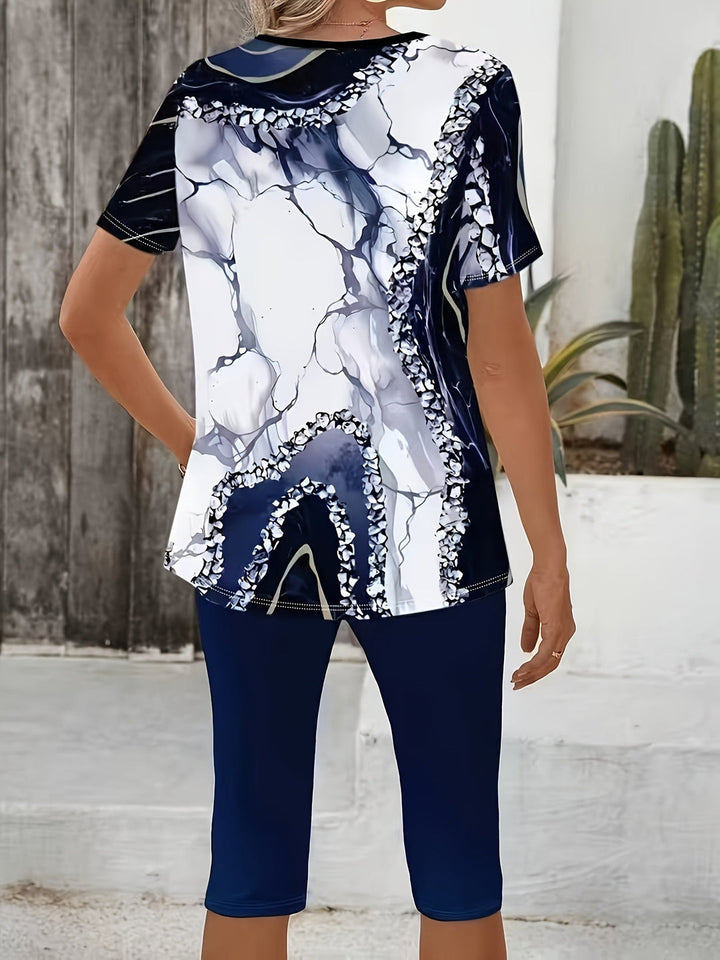 Merena - Printed Two-Piece Stretch Set