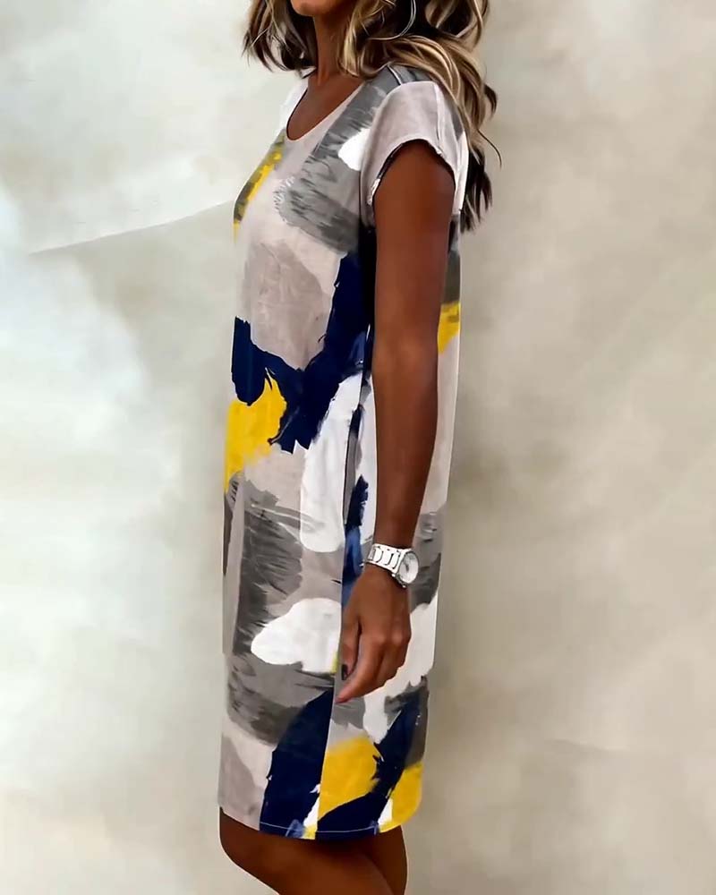 Addie - Tie-Dye Printed Round Neck Dress