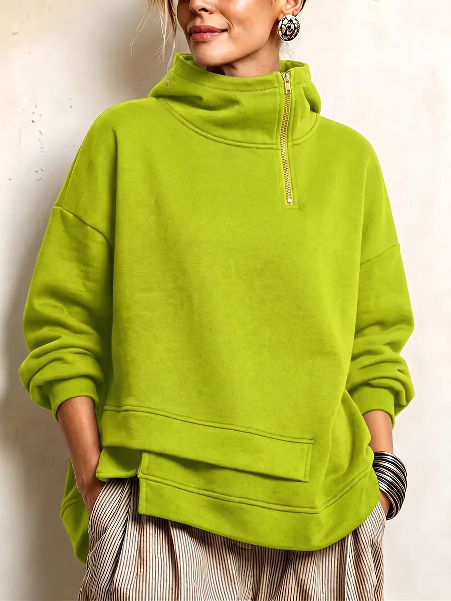 Margherita - Modern Asymmetric High-Neck Sweatshirt