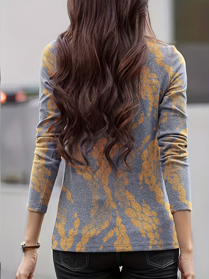 Gwenine - Floral Print Mock Neck Top