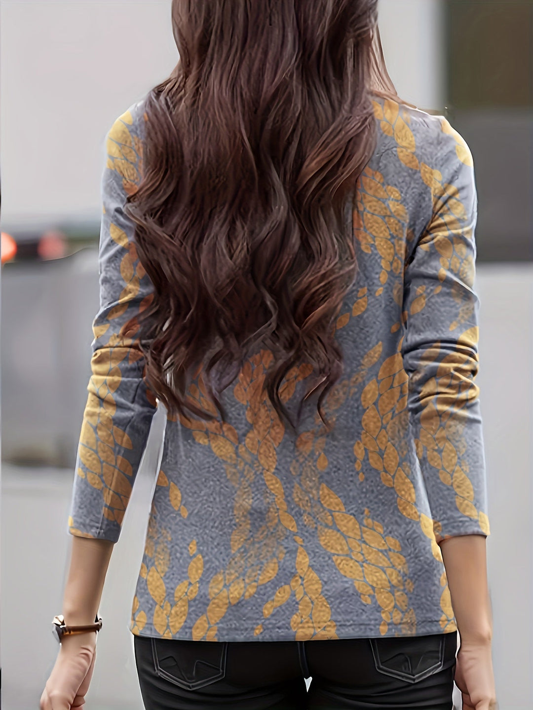 Fayeandra - Printed Mock Neck Top With Pleated Detail