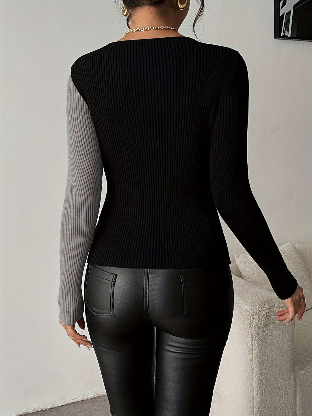 Rachel - V-Neck Knitted Blouse With Top