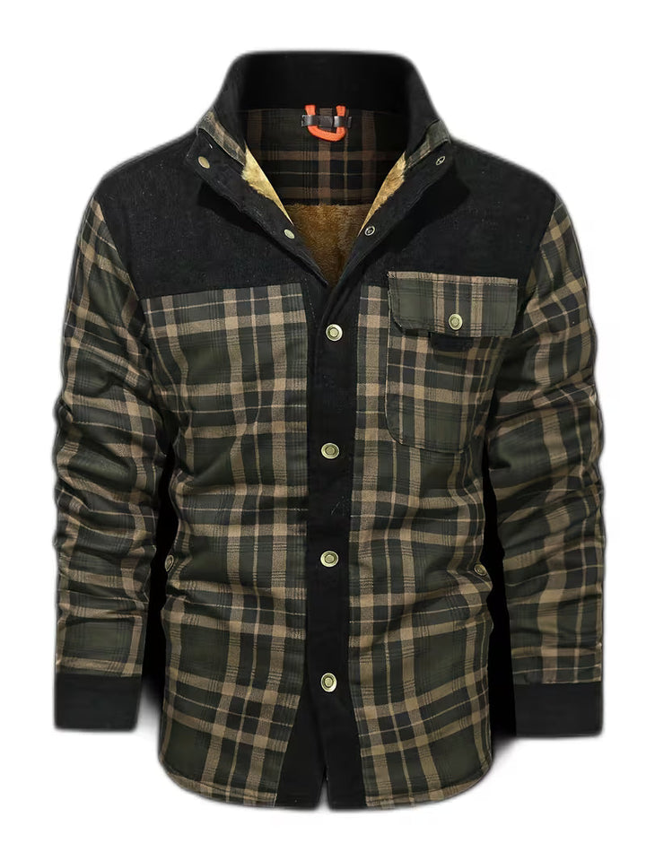 Fayeetta - Plush Lined Lapel Plaid Jacket