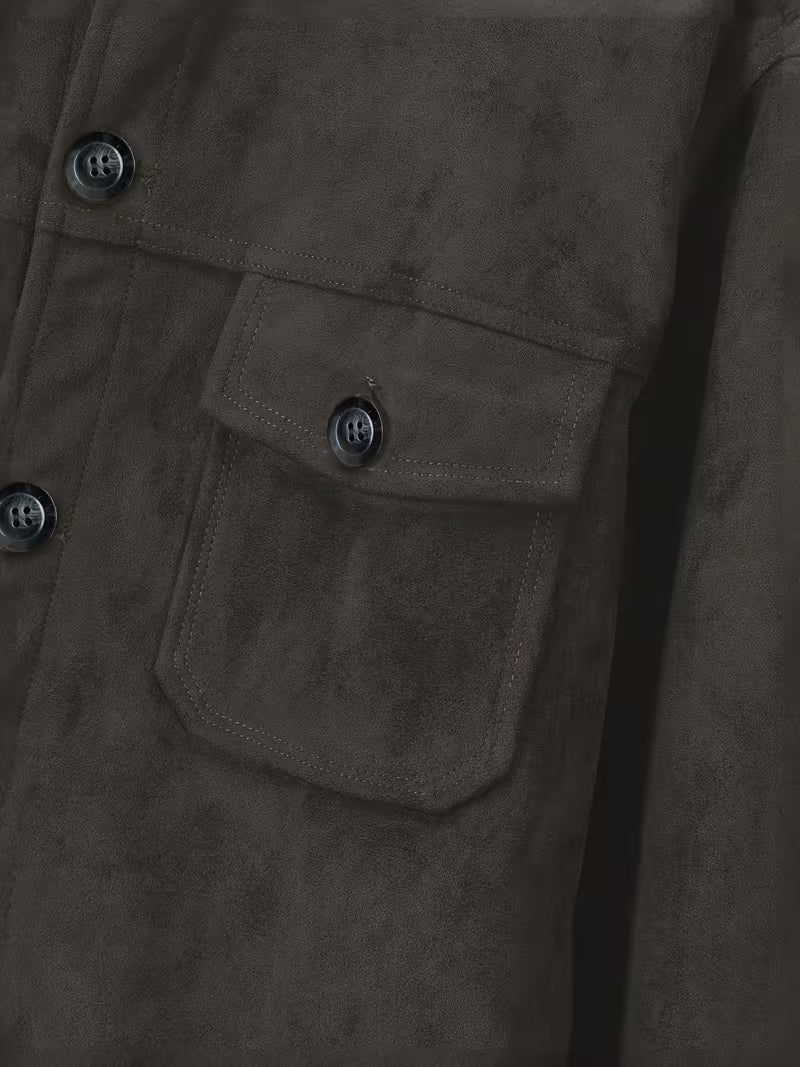 Lucrira - Suede Jacket With Dual Front Pockets