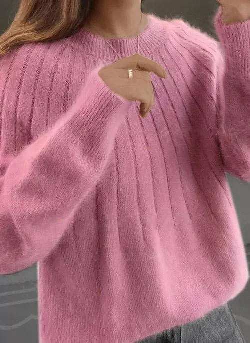 Shereen - Round Neck Fluffy Sweater