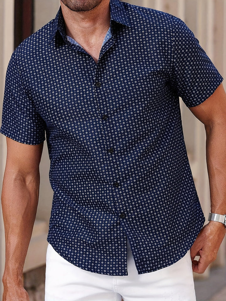 Orvian - Short Sleeve Geometric Print Button Shirt