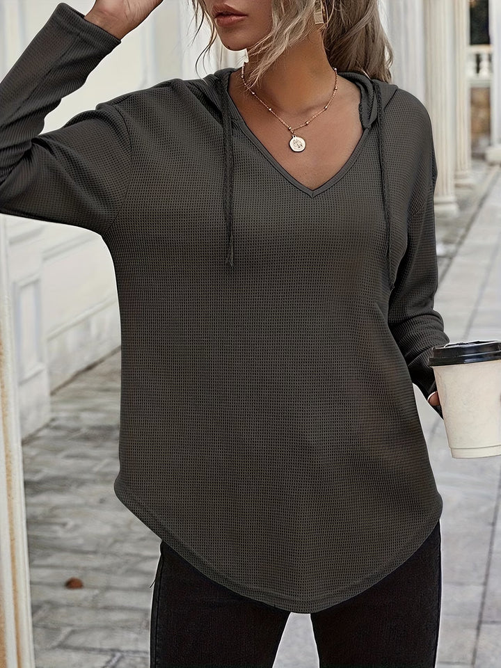 Laurette - Long Sleeve V Neck Hoodie