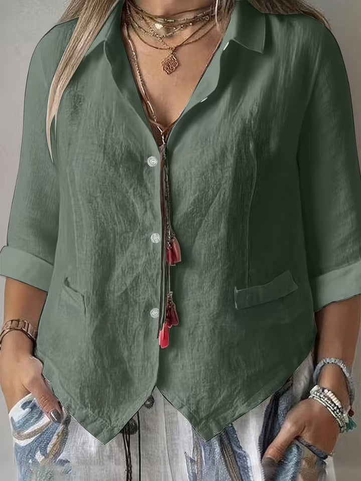 Solmira - Open Collar Short Sleeve Button Shirt