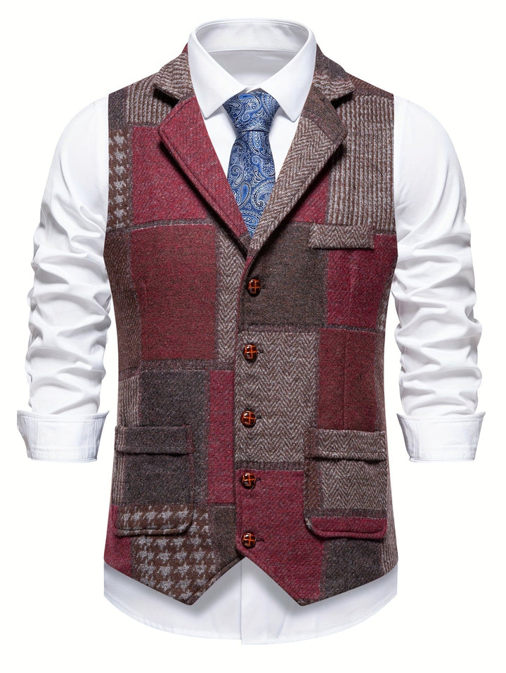 Hartin - Vintage Lapel Suit Vest With Pocket