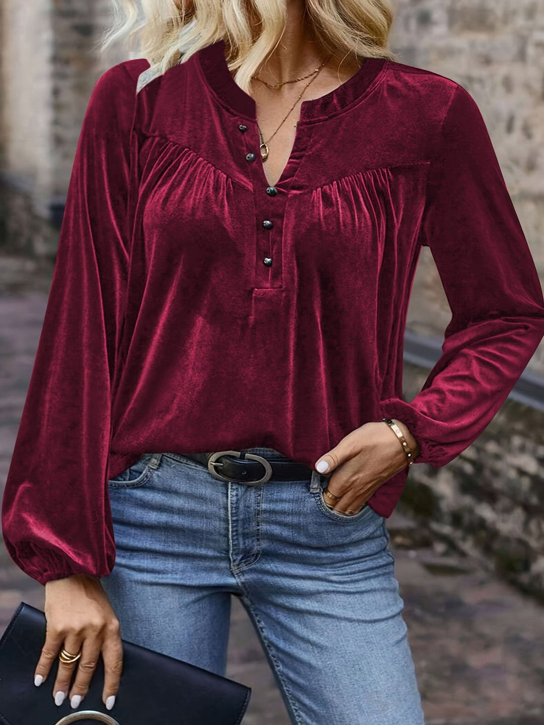 Samiana - Elegant Lantern Long Sleeved Shirt