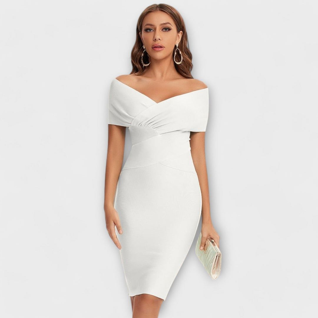 Leesina - Elegant Dress With V-Neck