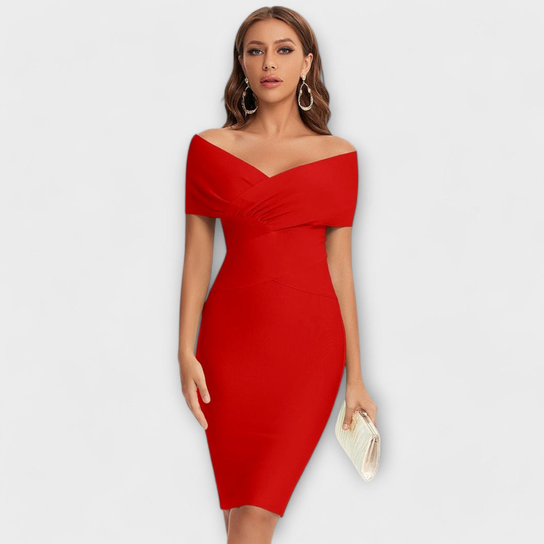 Leesina - Elegant Dress With V-Neck