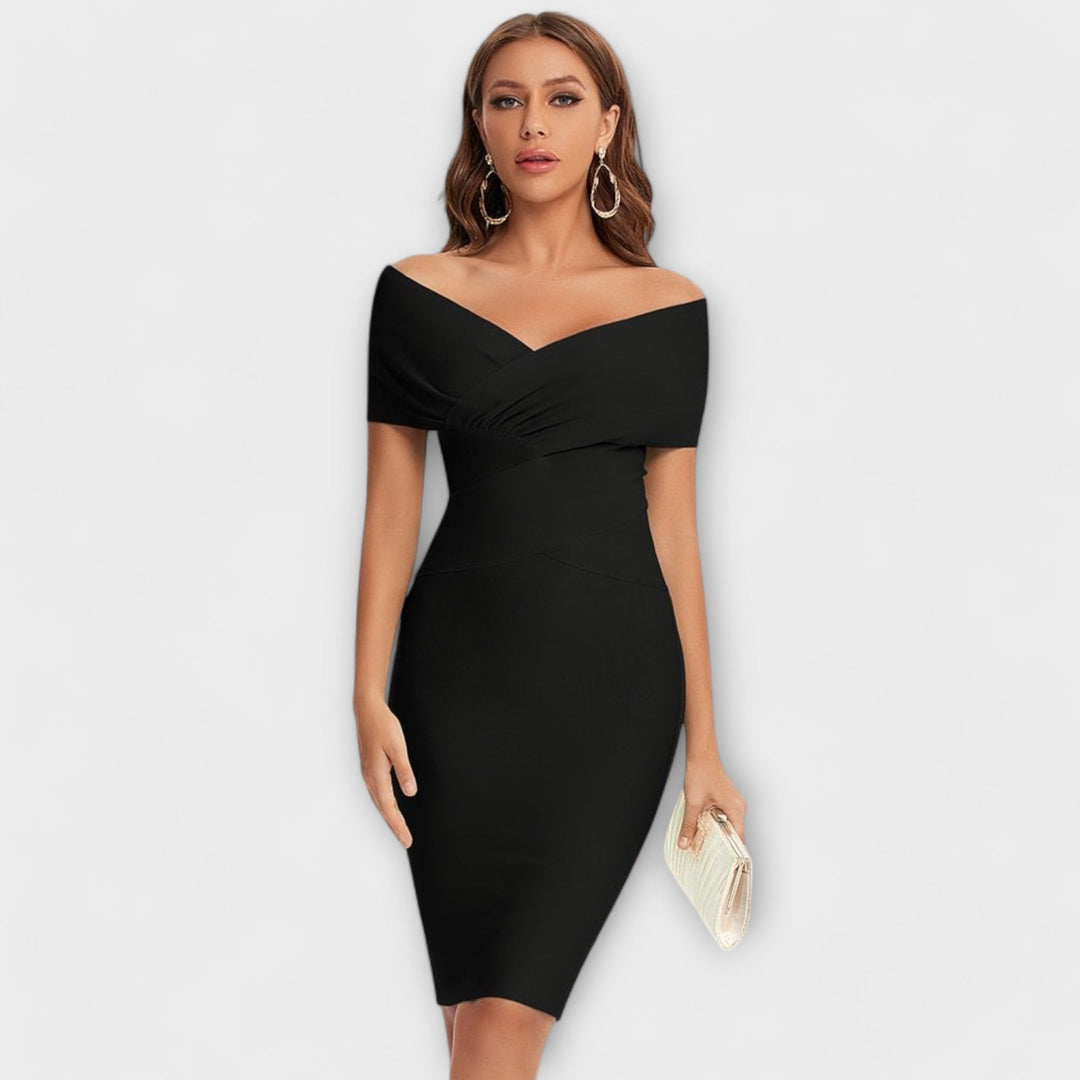 Leesina - Elegant Dress With V-Neck