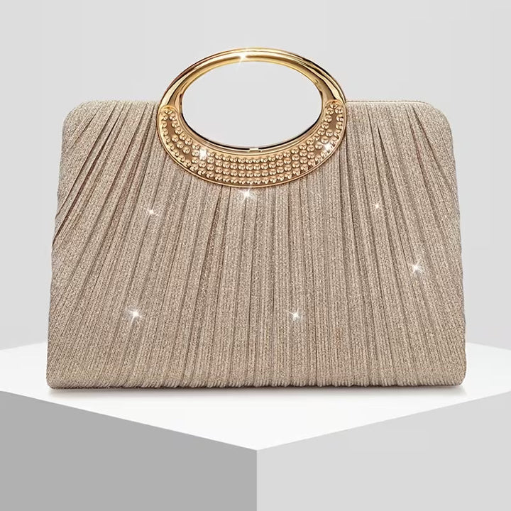 Aeroline - Shiny Round Ring Pleated Handbag