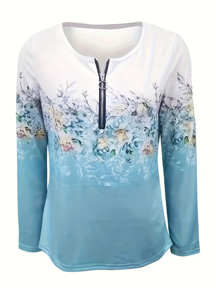 Saskette - Elegant Floral Graphic Print Top