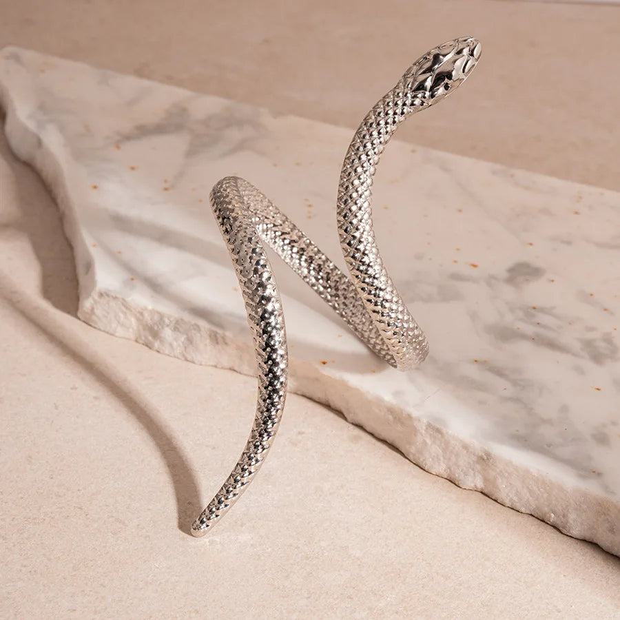 Zevella - Sculpted Snake Wrap Bracelet and Ring Set