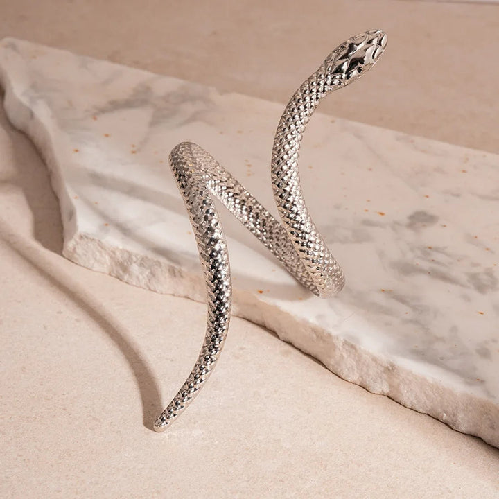 Zevella - Sculpted Snake Wrap Bracelet and Ring Set