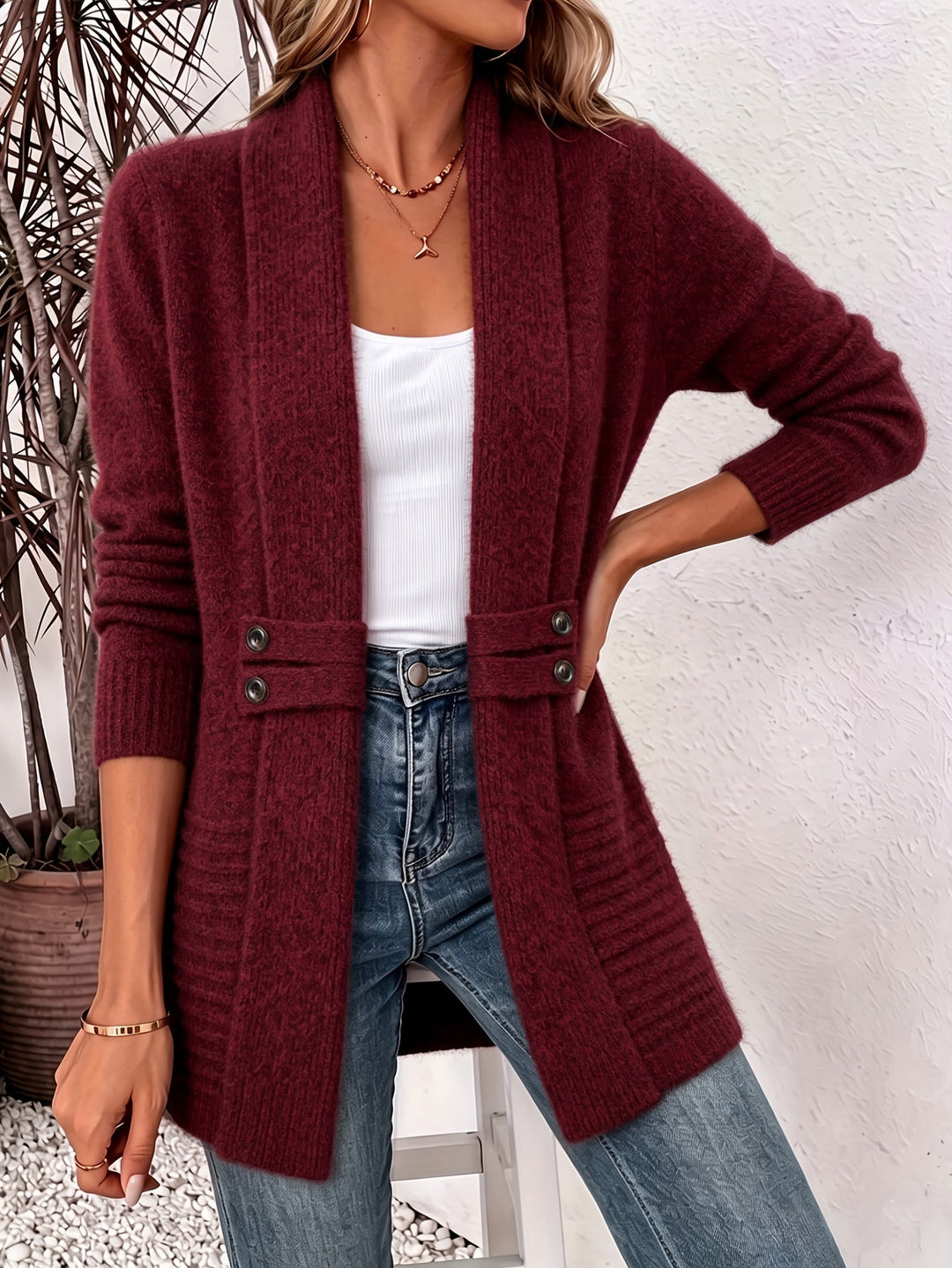 Mireia - Elegant Cardigan With Open Front