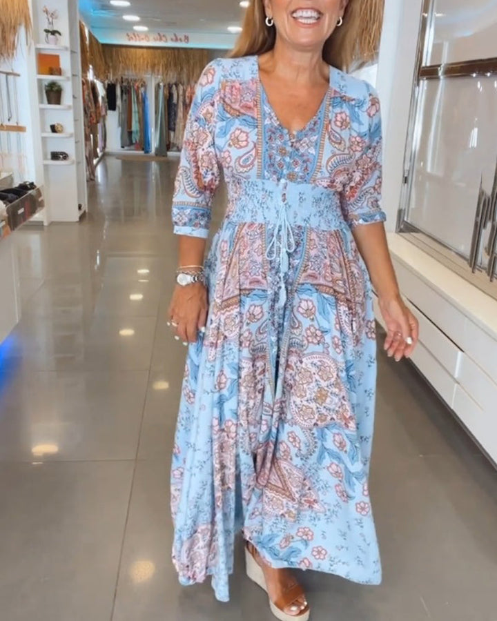 Taylor - V-Neck 3/4 Sleeve  Dress
