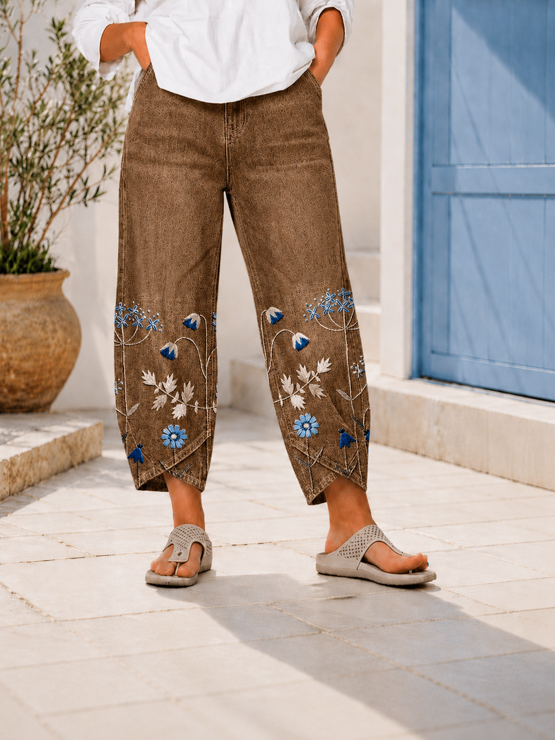 Selcen - Casual Embroidered Trousers