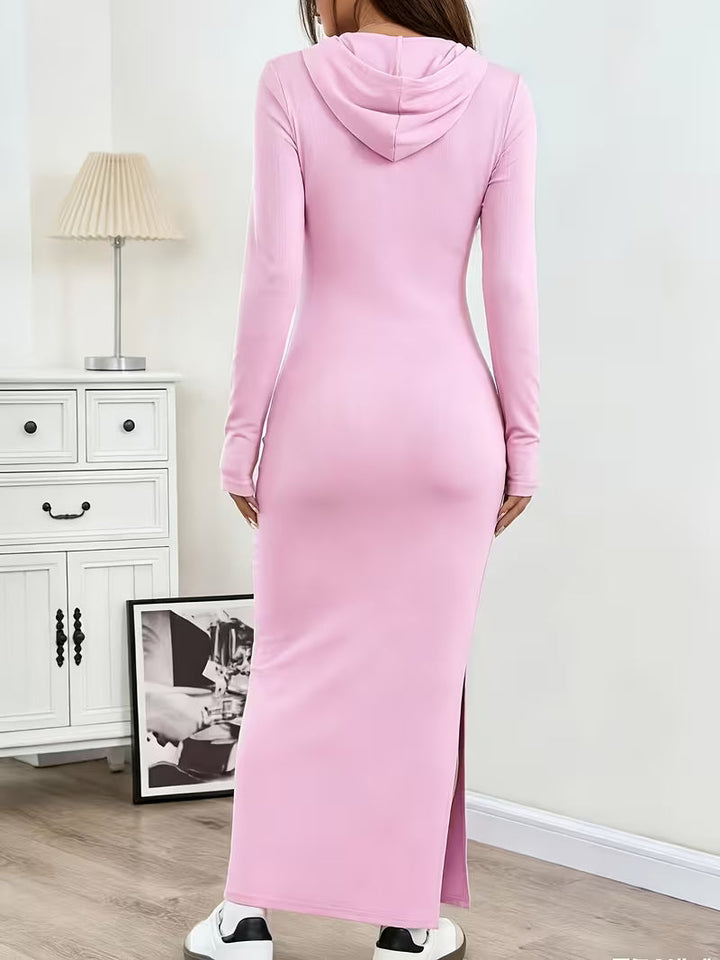 Valeia - Long Sleeve Maxi Dress With Hood