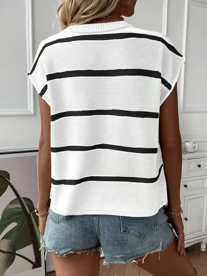 Enila - Round Neck Knitted Striped Sweater