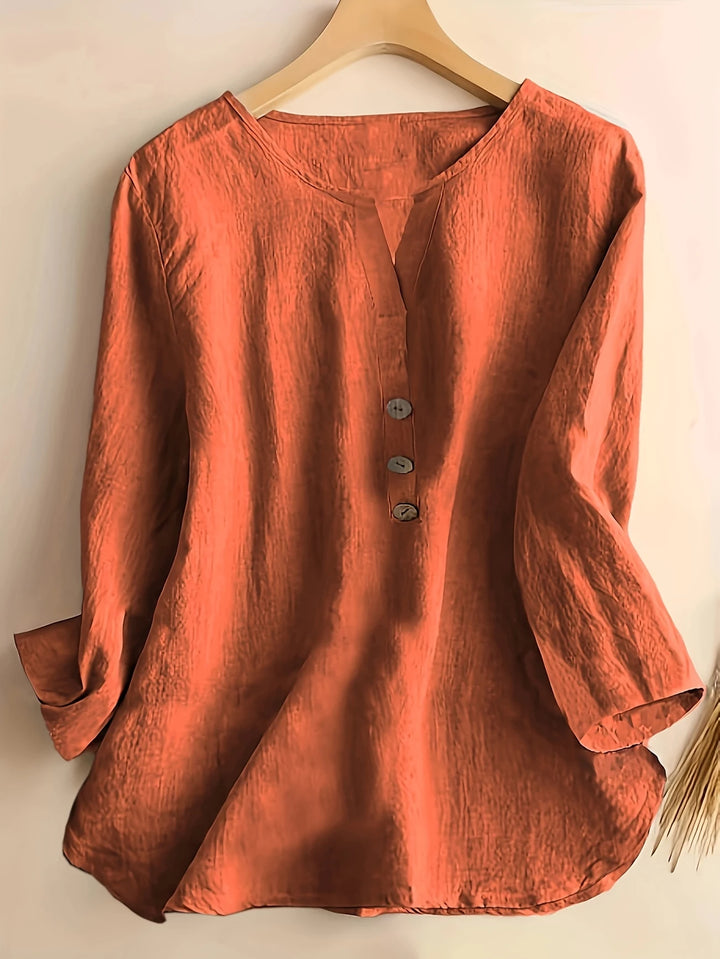 Mykaela - Casual Cotton And Linen Blouse