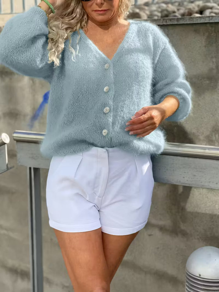 Hozanna - Long Sleeve Knitted Sweater With Button
