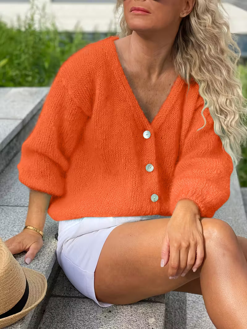 Hozanna - Long Sleeve Knitted Sweater With Button