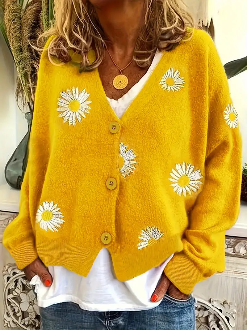 Korina - Elegant Long Sleeve Cardigan With Button