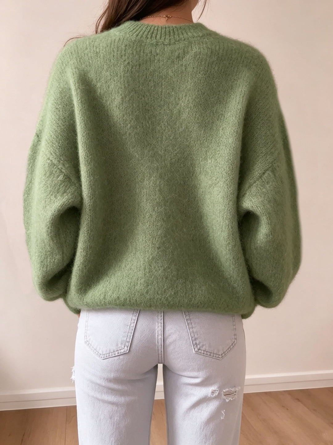 Idalyea - Knit Sweater With Round Neck And Balloon Sleeves