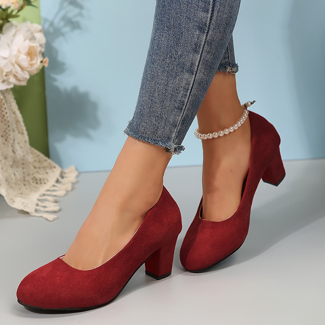Kirstten - Suede Block Heel Pumps