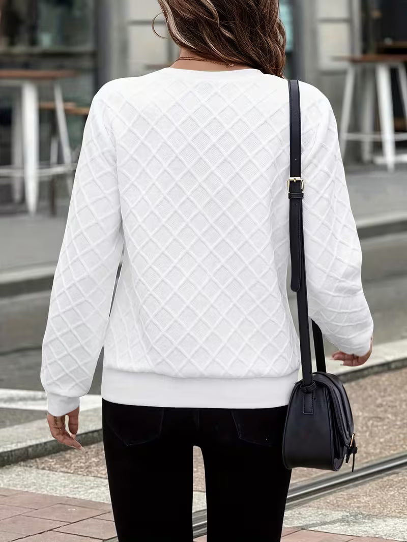 Juliet - Long Sleeve Textured Zip Neck Sweatshirt