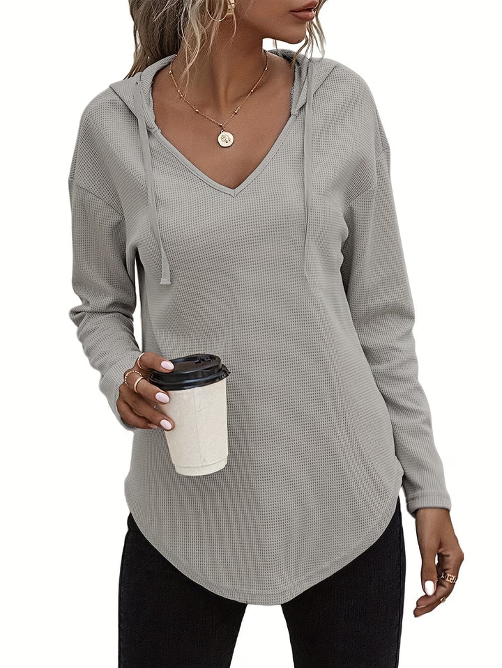 Laurette - Long Sleeve V Neck Hoodie