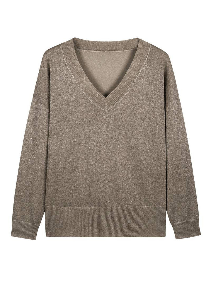Migle - Long Sleeve V-Neck Sweater
