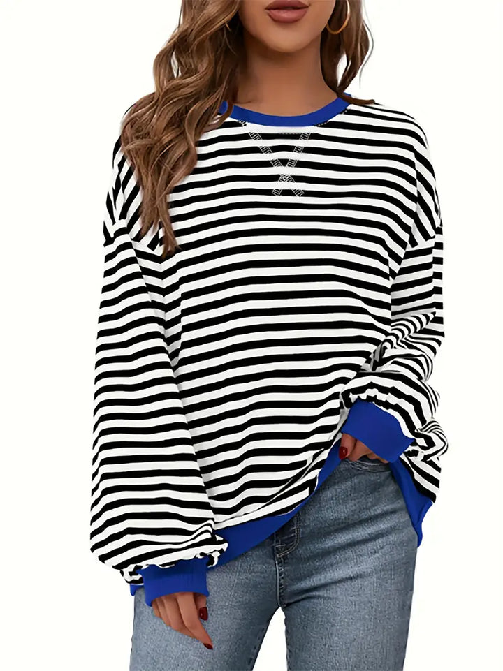 Nirina - Long Sleeve Striped Print Shirt
