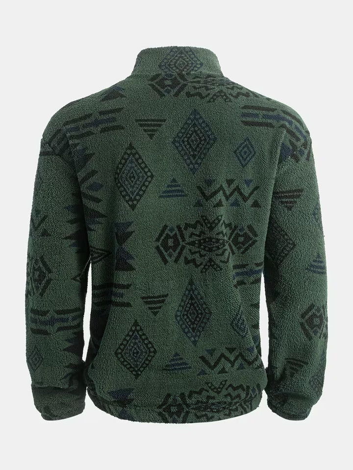 Veloelilda - Plush Ethnic Mock Neck Sweatshirt