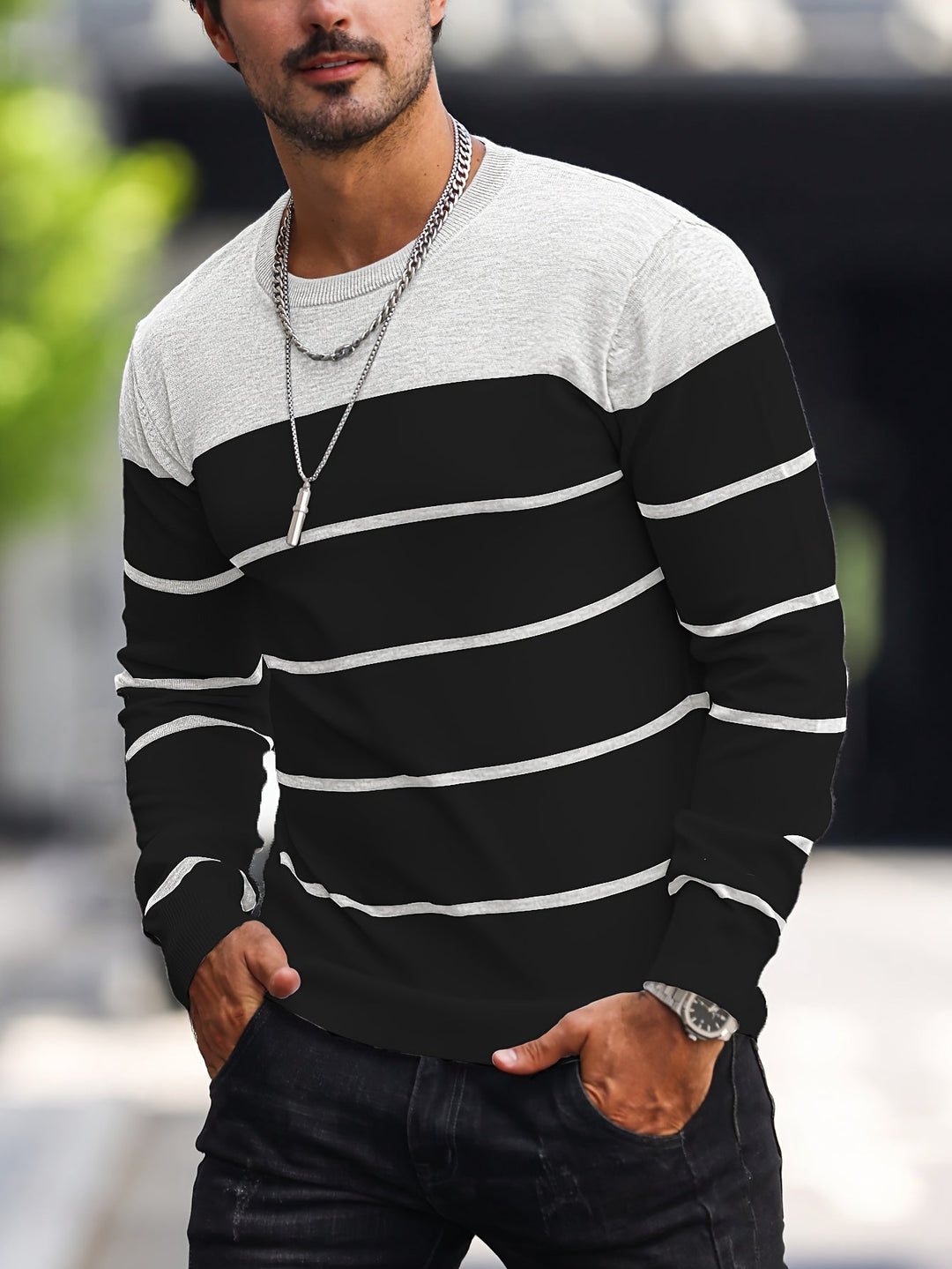 Valinat - Casual Striped Sweater With Long Sleeve